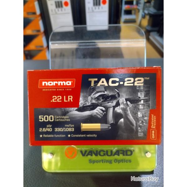 Bo�tes de 500 munitions calibre 22lr norma tac-22