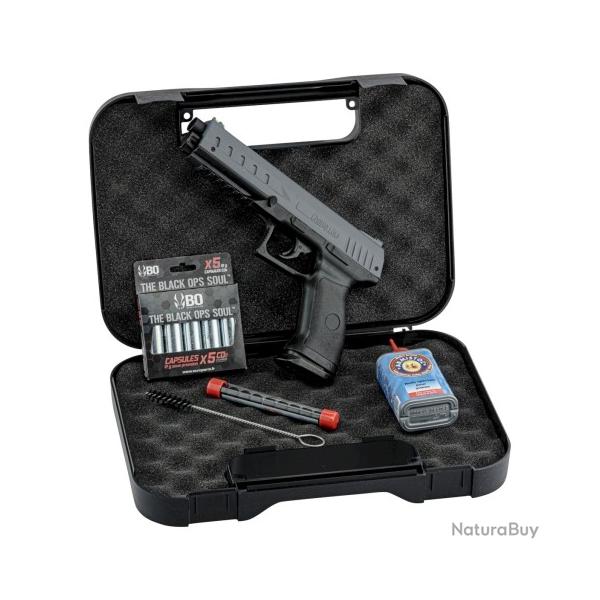 Pack Pistolet d�fense Charlie KIMAR cal.50 16 joules 5 CO2 + 10 Billes caoutchouc + huile + mallette