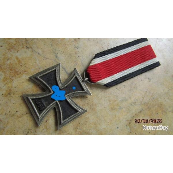 m�daille croix de fer 2� classe Allemagne Allemande seconde guerre ww2 ruban17cm x3 Allemand poin�on