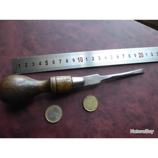 tournevis ancien manche bois  de 21 cm panne de 7mm