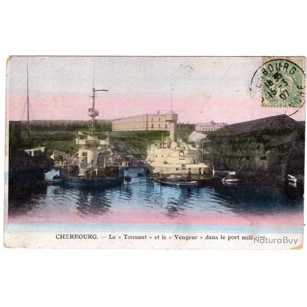 CPA -  CHERBOURG - Le Tonnant  - et le Vengeur dans le port militaire  N�1282