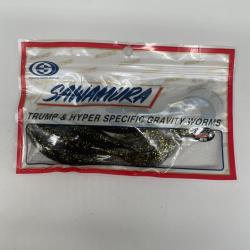 Leurre souple sawamura one up curly 5" noir/or