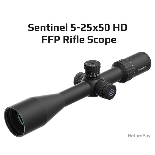 Lunette Vector Sentinel 5-25x50 HD FFP Zoom 5x R�ticule Grav� Z�ro Stop Haute D�finition Tactique