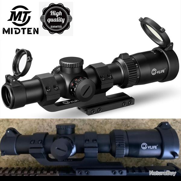Lunette de vise MidTen 1-6x24 LPVO EagleFeather avec rticule d'clairage LIVRAISON GRATUITE
