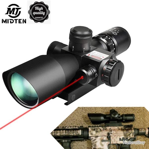 Lunette de vise laser rouge MidTen 2.5-10x40E, rticule Mil-dot clair LIVRAISON GRATUITE