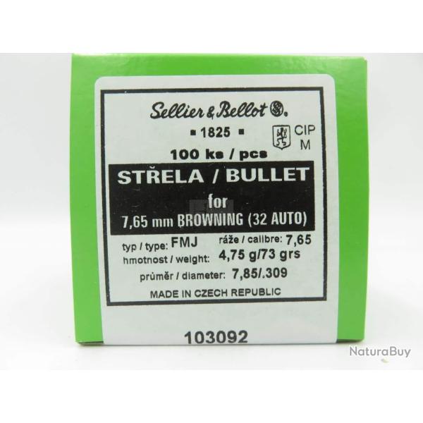 OGIVES 32ACP 7.65BR FMJ X100