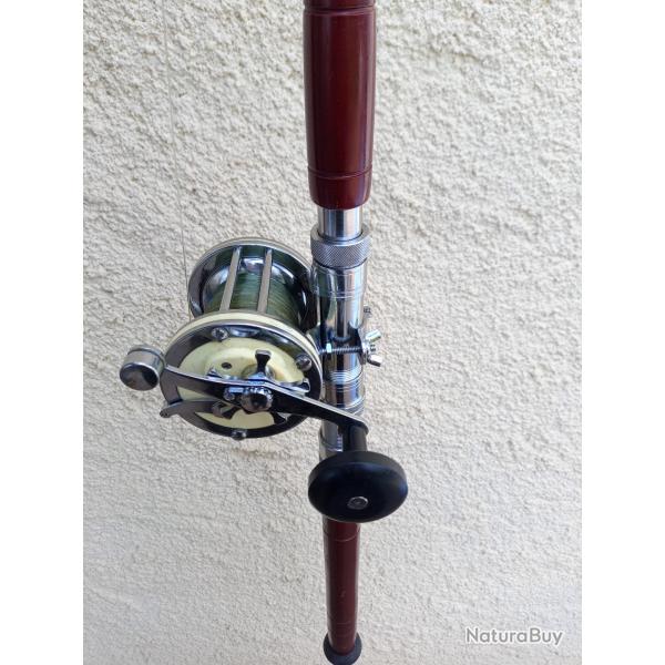 CANNE &  MOULINET PECHE  A LA TRAINE  .  PARFAIT  FONCTIONNEMENT  .