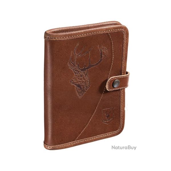 Porte permis RISERVA en cuir marron logo cerf T.S