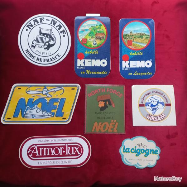 lot ancien autocollant marque mode / vtement  divers