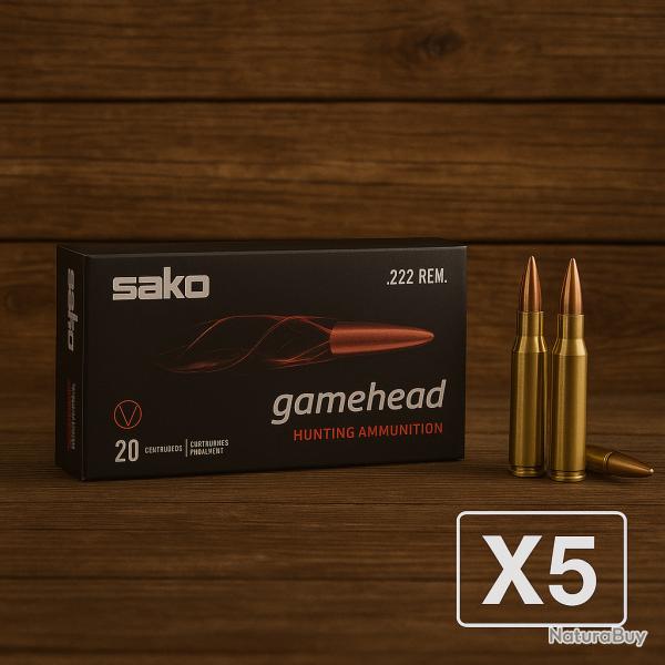 Munitions Sako 222 Rem. Gamehead SP 110g X5 boites - PROMOTION