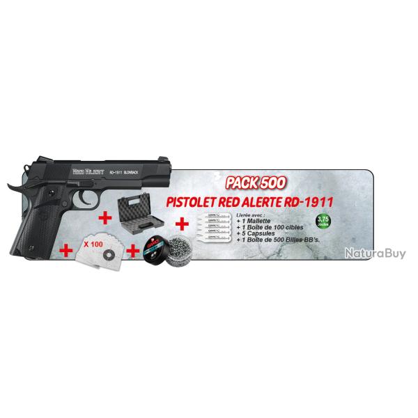 GAMO - PISTOLET NEUF - CAT D - RD 1911 - BLOWBACK RED ALERTE - 4.5 - BB CO2 - PACK500