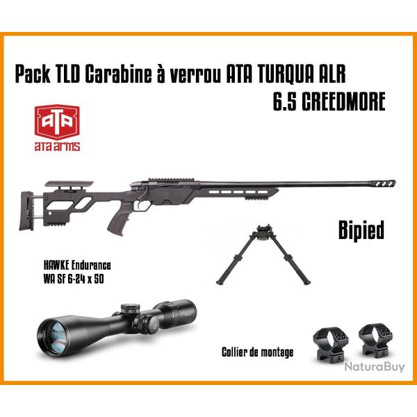 Pack TLD Carabine � verrou ATA TURQUA ALR - ATA 6.5 CREEDMORE + HAWKE Endurance WA SF 6-24 x 50 Mont