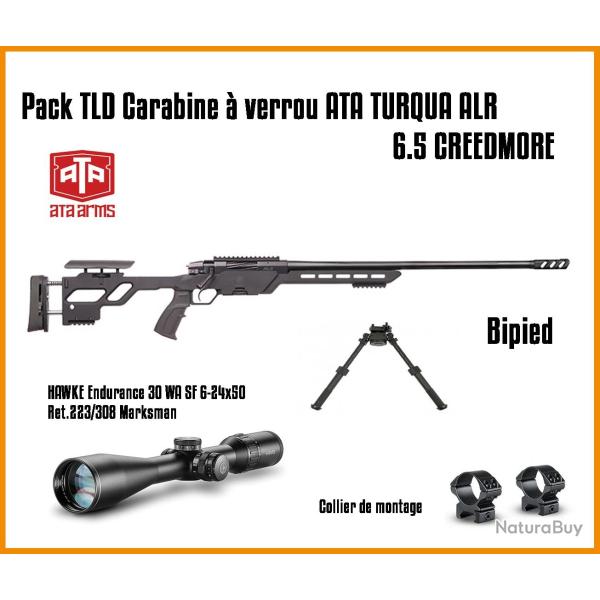 Pack TLD Carabine � verrou ATA TURQUA ALR - ATA 6.5 CREEDMORE + HAWKE Endurance 30 WA SF 6-24x50 Ret
