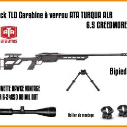 Pack TLD Carabine &agrave; verrou ATA TURQUA ALR - ATA 6.5 CREEDMORE + LUNETTE HAWKE VANTAGE IR 6-24X50 AO 