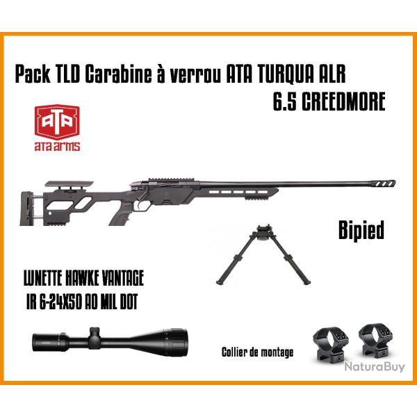 Pack TLD Carabine � verrou ATA TURQUA ALR - ATA 6.5 CREEDMORE + LUNETTE HAWKE VANTAGE IR 6-24X50 AO 