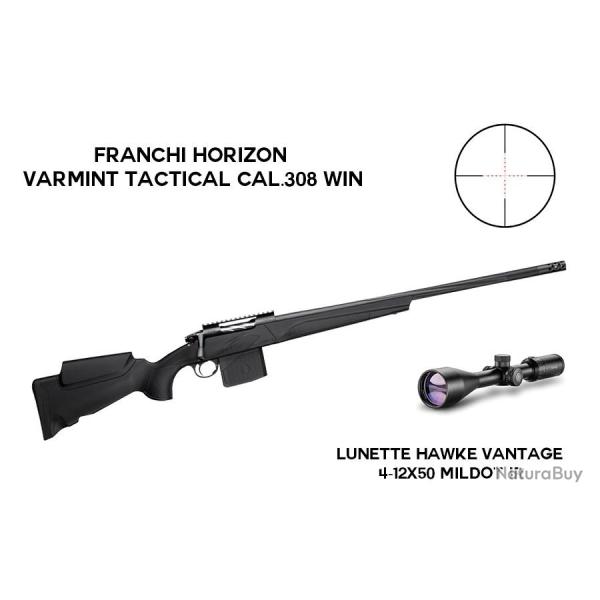 Pack FRANCHI Horizon Varmint Tactical Cal.308 Win + HAWKE Vantage 4-12x50 Mildot IR Montage m�dium
