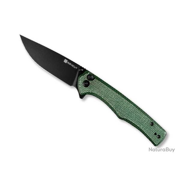 COUTEAU SENCUT CROWLEY MICARTA VERT BLACKWASH