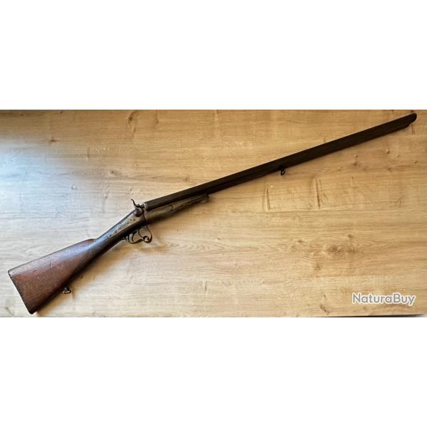 Fusil de chasse ancien Saint-�tienne calibre 16 � chiens ext�rieurs poudre noire