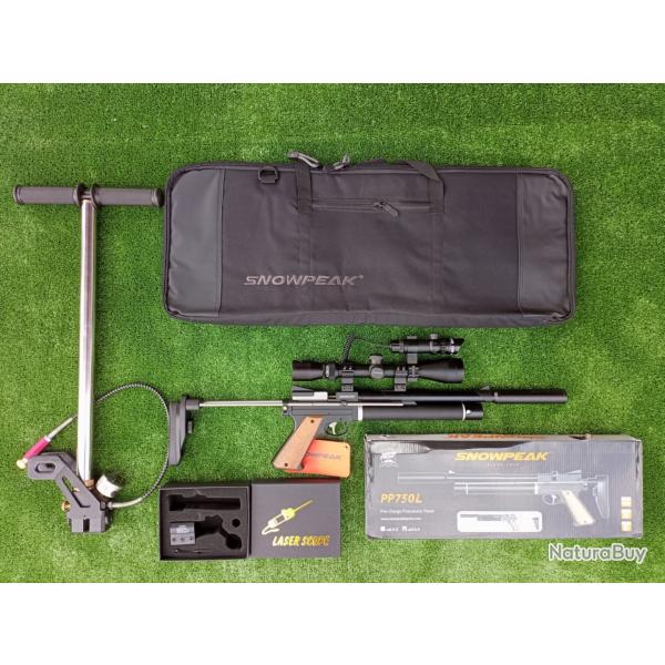 PACK LASER ! Pistolet Snowpeak PP750L 5,5mm + Lunette 4 X 32 + Laser Rouge  RTJG1/3 + Pompe PCP