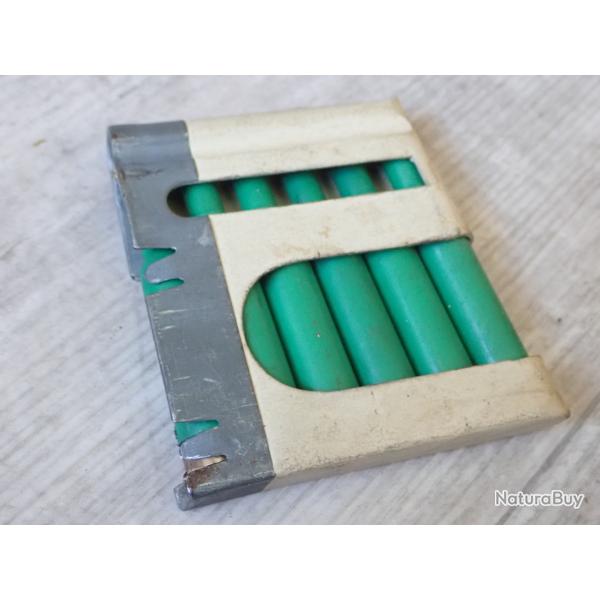 Lot de 6 Munitions d'exercice, neutralis�es + lame chargeur pour Rubin Schmidt 7,5 suisse