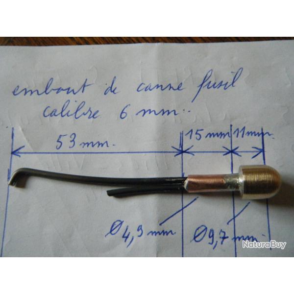 embout de canne fusil calibre 6 mm  avec son capuchon en caoutchouc