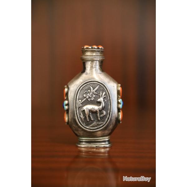 Tabati�re En Argent - Tibet Ou Mongolie, 19�me Si�cle