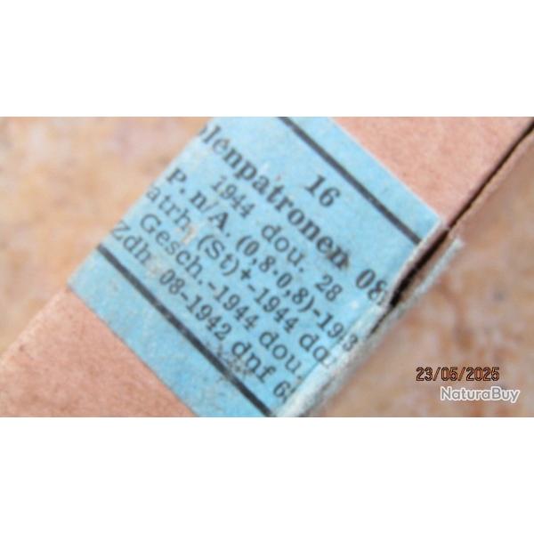 BOITE 16 9mm 9x19 seconde guerre Allemagne Allemand neutralis�es per�age 1942 ww2