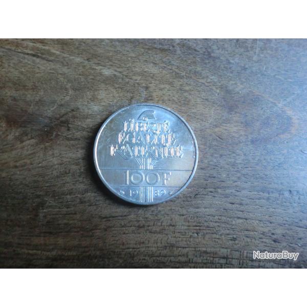 piece monnaie 100 francs argent droit de l homme / 1989