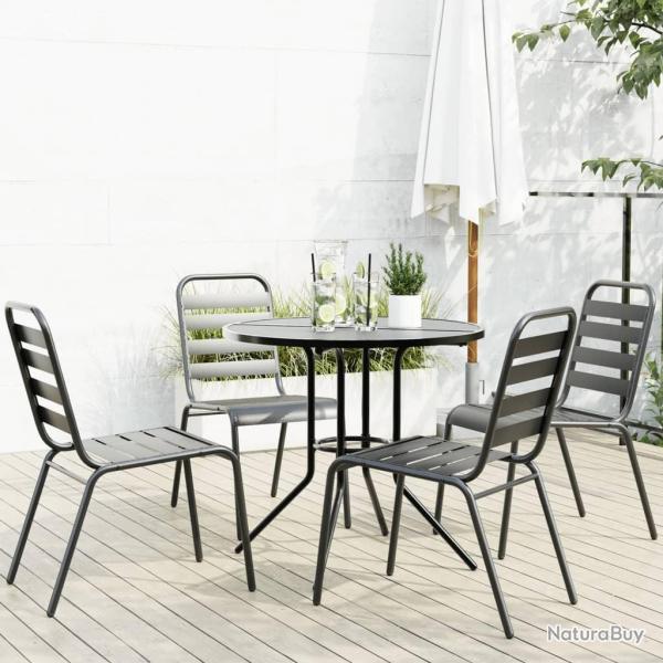 Ensemble de chaises de jardin empilables 5 pcs anthracite