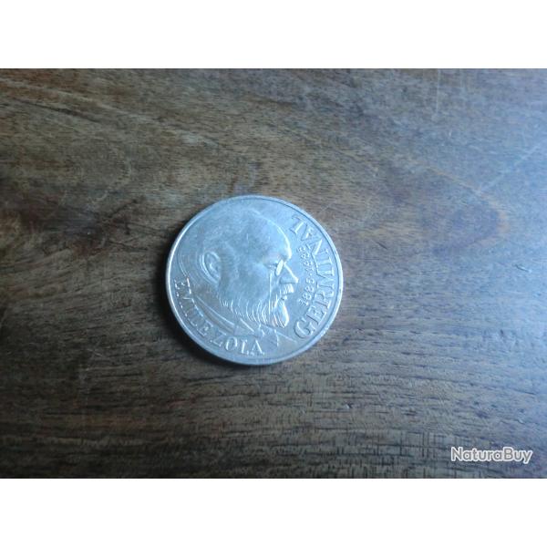 piece monnaie 100 francs argent �mile zola germinal  / 1985