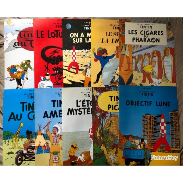 Affiche, poster, Affiche TINTIN lot de 10 posters  43 x 61 cm