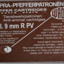 CARTOUCHES 9MM/380 PV SUPRA PEPPER GAZ X10
