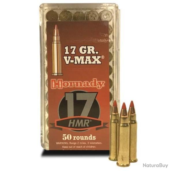 Munitions HORNADY calibre 17 HMR V-MAX - 17gr x50