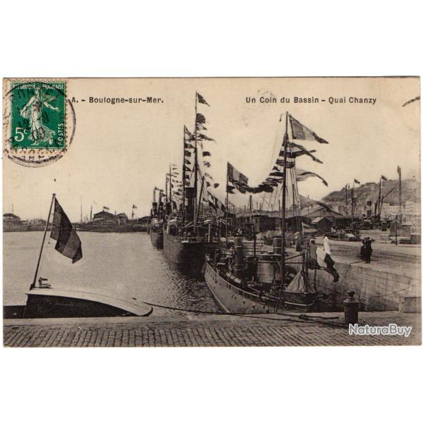 CPA - BOULOGNE SUR MER - Un Coin du Bassin , Quai Chanzy N�1405