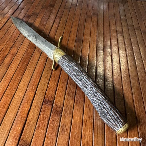 BOIS POIGNARD DAGUE XlX �me LAME BOWIE BOIS DE CERF