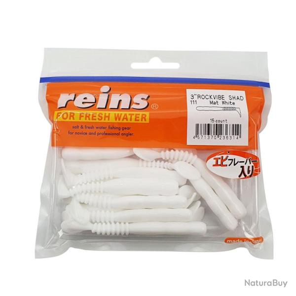 Leurre souple Reins Rockvibe Shad 3 pouces par 12 Mat White