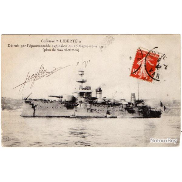 CPA - Marine Militaire Fran�aise -Cuirasse "LIBERT� "D�truit par l'�pouvantable l'explosion N�917