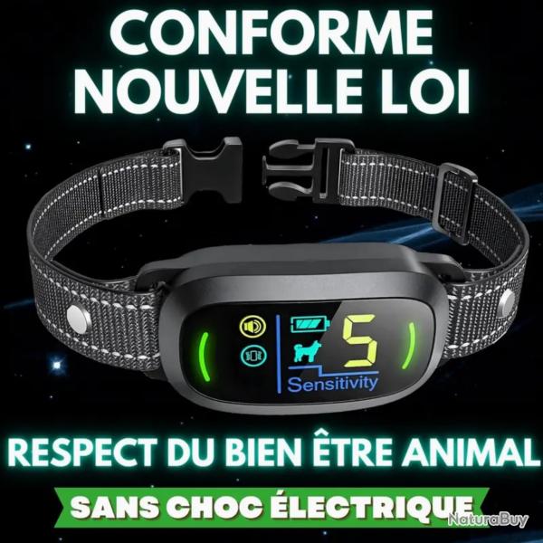 Collier Anti-Aboiement Rechargeable pour Chien Accessoire Entra�nement par Vibration  Conforme 2025