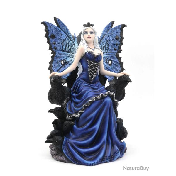 Statuette Fe  Bleu avec corbeaux de 28 cm