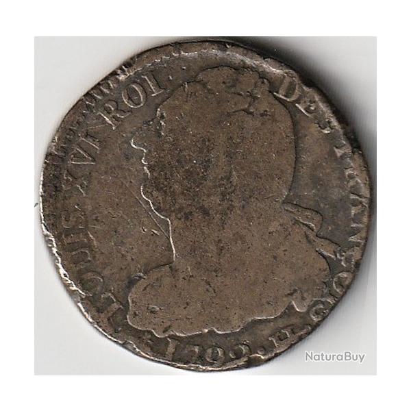 Monnaie France LOUIS XVI  2 sols dit "au faisceau",  type FRAN�OIS 1792 La Rochelle R 2
