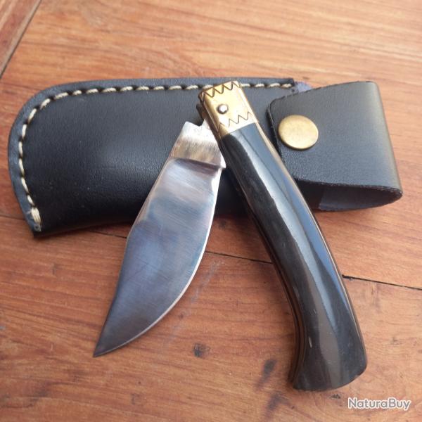 Couteau Italien, SARDE? Manche en Corne �tui en cuir