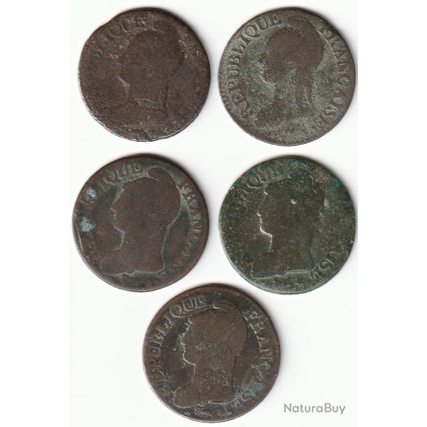 Monnaie Fran�aise lot De 5 Pi�ces De Cinq Centimes Dupr� a identifier