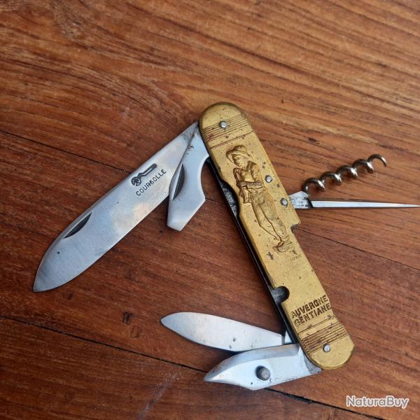 Grand Couteau Figuratif Multifonctions AUVERGNE GENTIANE COURSOLLE 6 Pi�ces Manche en Laiton