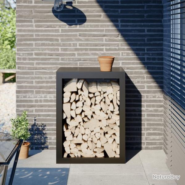 Portant de bois de chauffage noir 60x40x80 cm acier alsavelo