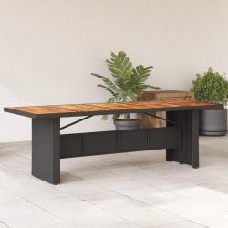 Table de jardin et dessus en bois d'acacia noir r&eacute;sine tress&eacute;e
