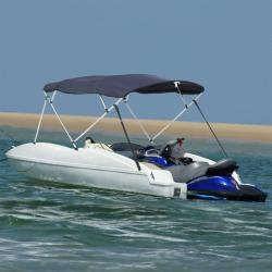 Toit bimini &agrave; 4 arceaux parois lat&eacute;rales 243x(170-182)x137 cm
