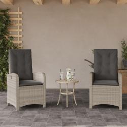 Chaises inclinables jardin lot de 2 et coussins r&eacute;sine tress&eacute;e