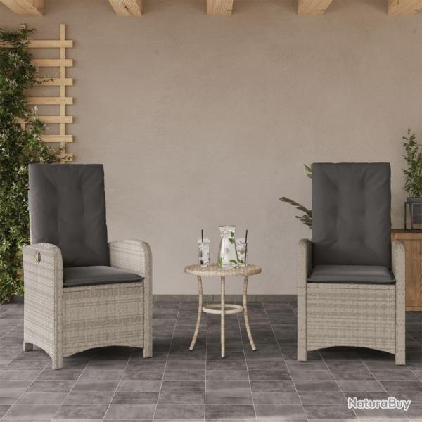 Chaises inclinables jardin lot de 2 et coussins rsine tresse