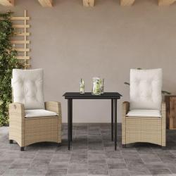 Ensemble &agrave; manger de jardin et coussins 3 pcs Beige poly rotin