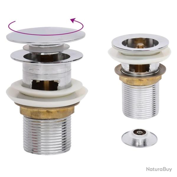 Drain � poussoir avec d�bordement Chrome 6,4x6,4x9,1 cm